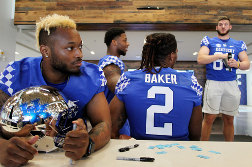 Mike Edwards. Dorian Baker. CJ Conrad. Josh Allen.

Women's clinic hosted by Kentucky Football on July 28th, 2018 at Kroger Field in Lexington, Ky.

Photo by Quinlan Ulysses Foster I UK Athletics