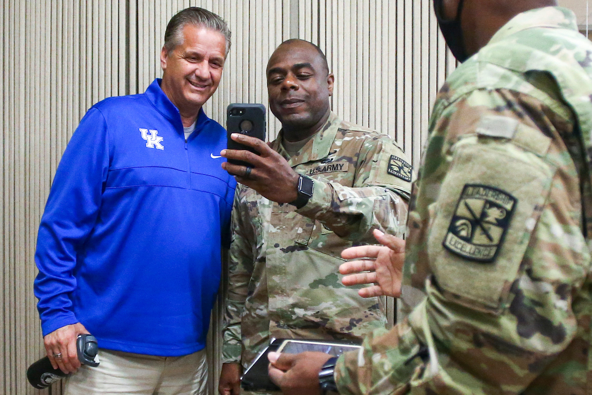 John Calipari.

The Kentucky men's basketball team visited Fort Knox on Friday to visit with students and take a tour of the General George Patton Museum.

Photo by Grace Bradley | UK Athletics