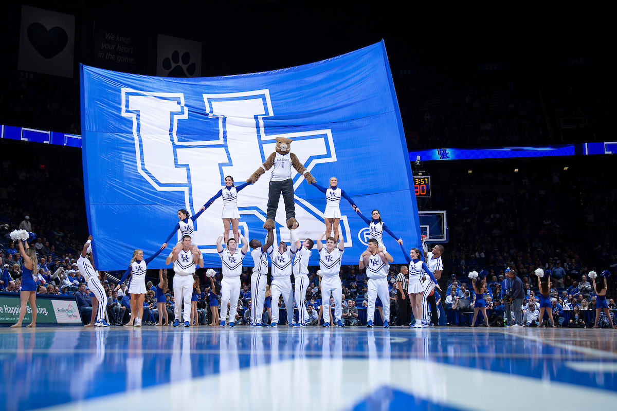 Cheerleaders.

Men's basketball beat IUP 86-64

Photo by Chet White | UK Athletics