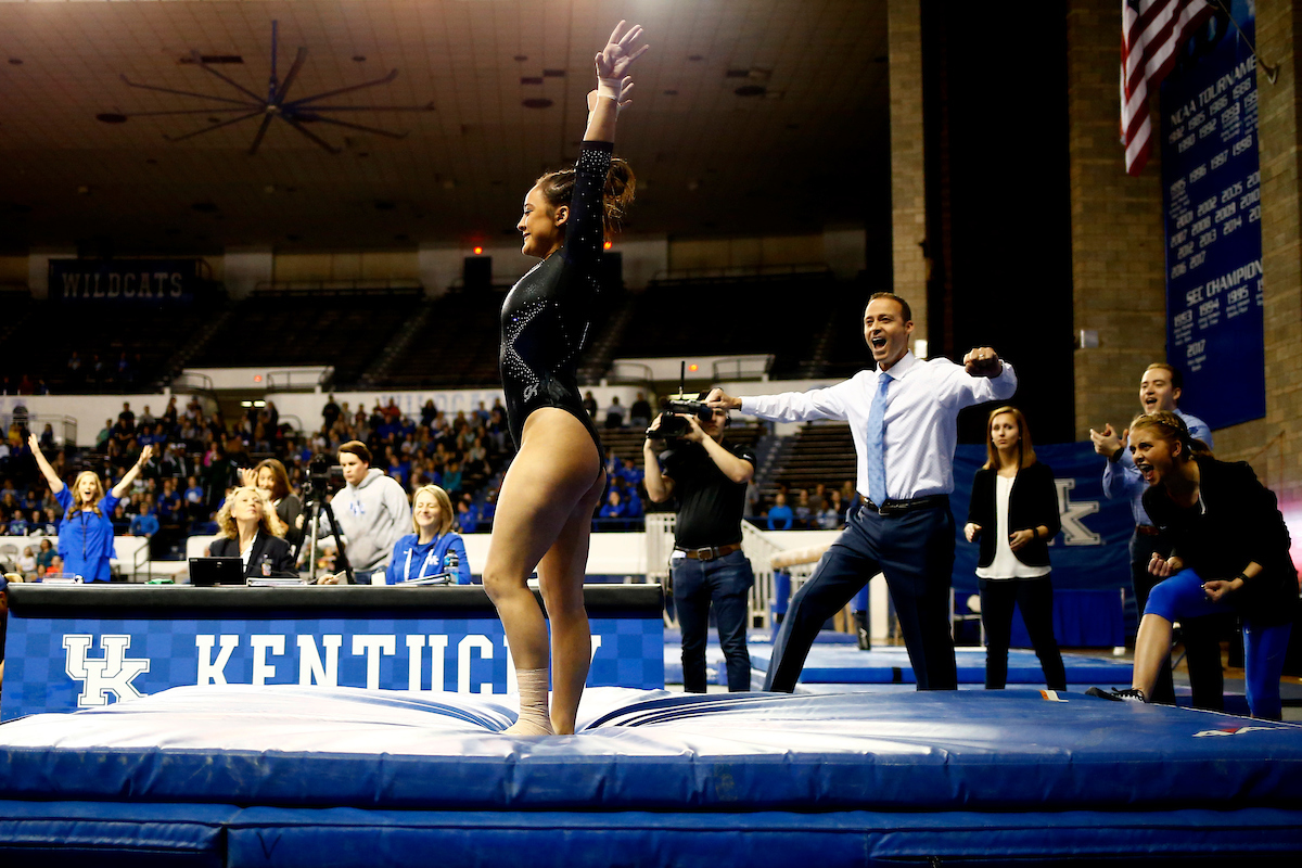 Katie Stuart.

The University of Kentucky gymnastics in action against Georgia on Friday, February 9th, 2018 at Memorial Coliseum in Lexington, Ky.

Photo by Quinn Foster I UK Athletics