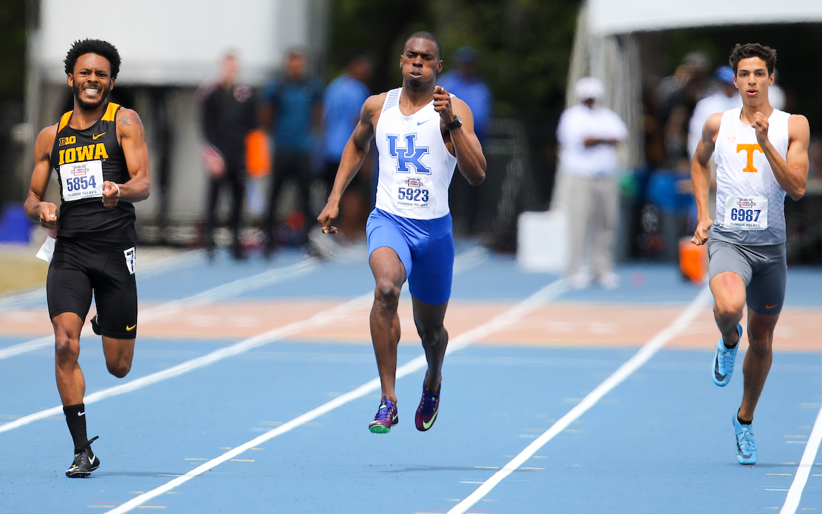 during the Pepsi Florida Relays at James G. Pressly Stadium on Friday, March 29, 2019 in Gainesville, Fla. (Photo by Matt Stamey)