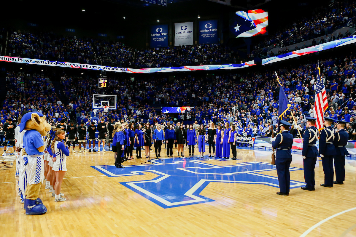 National Anthem. 

UK beats Vandy 71-62. 

Photo By Barry Westerman | UK Athletics