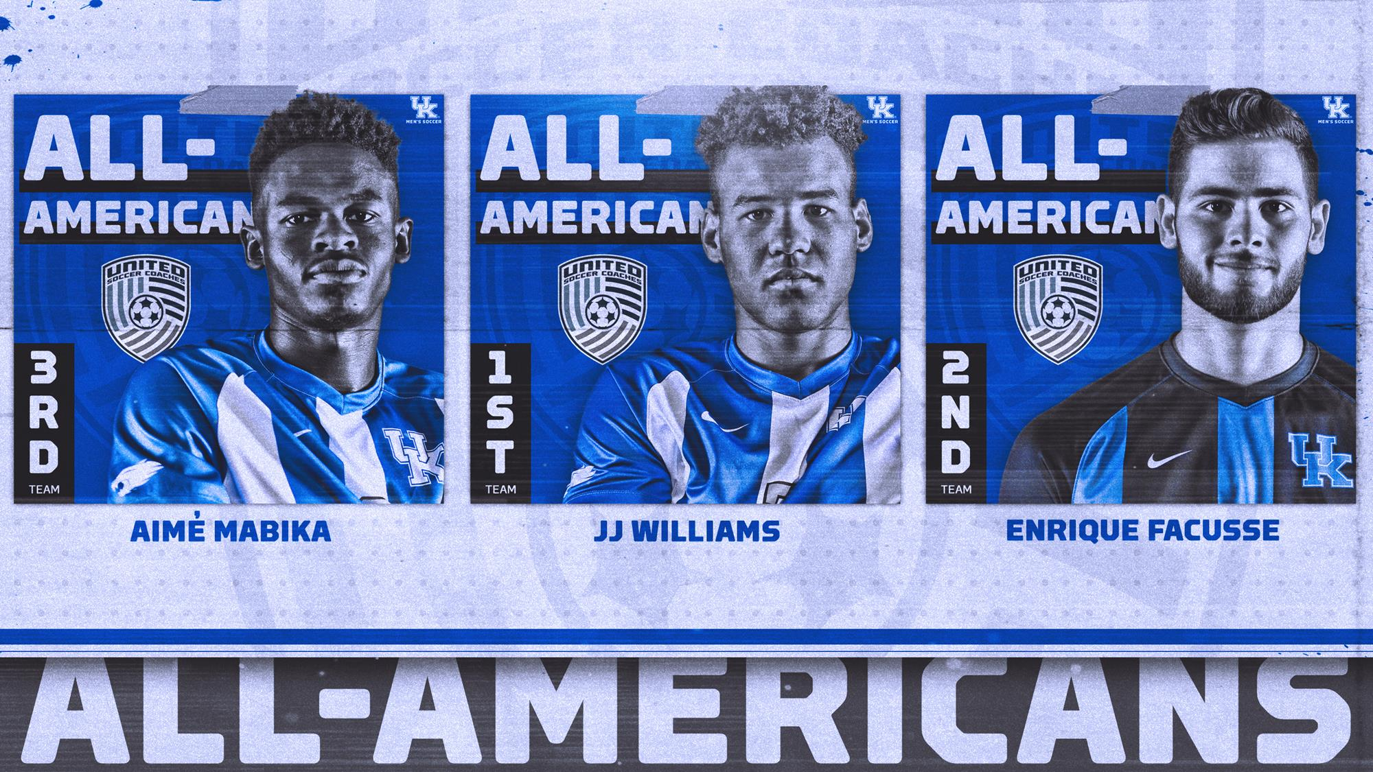 Williams, Facusse & Mabika Named Men’s Soccer All-Americans