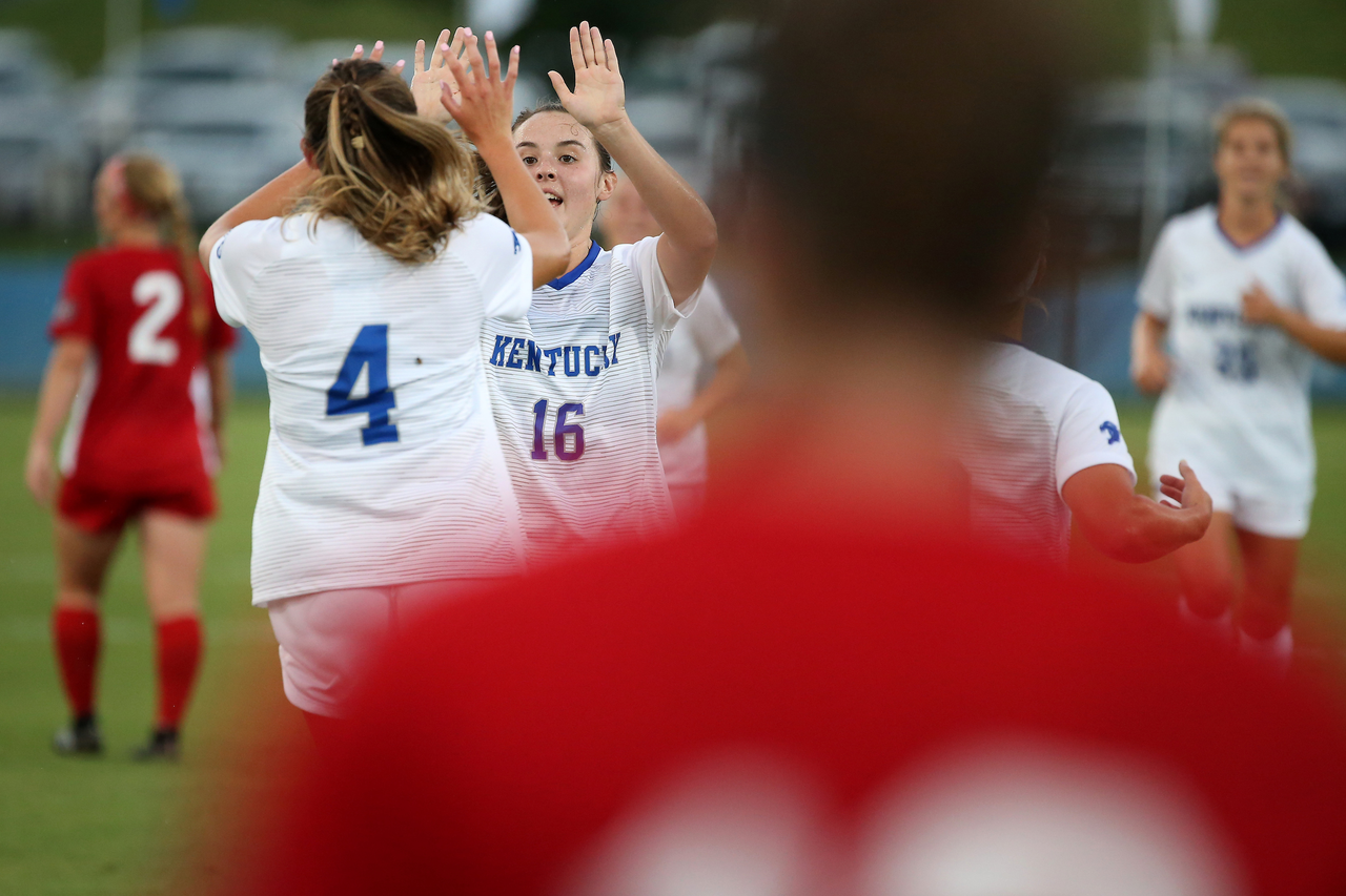 Emma Shields. Hollie Olding.

The University of Kentucky women's soccer team beat SIUE 2-1 in the Cats season openr on Friday, August 17, 2018, at The Bell in Lexington, Ky.

Photo by Chet White | UK Athletics