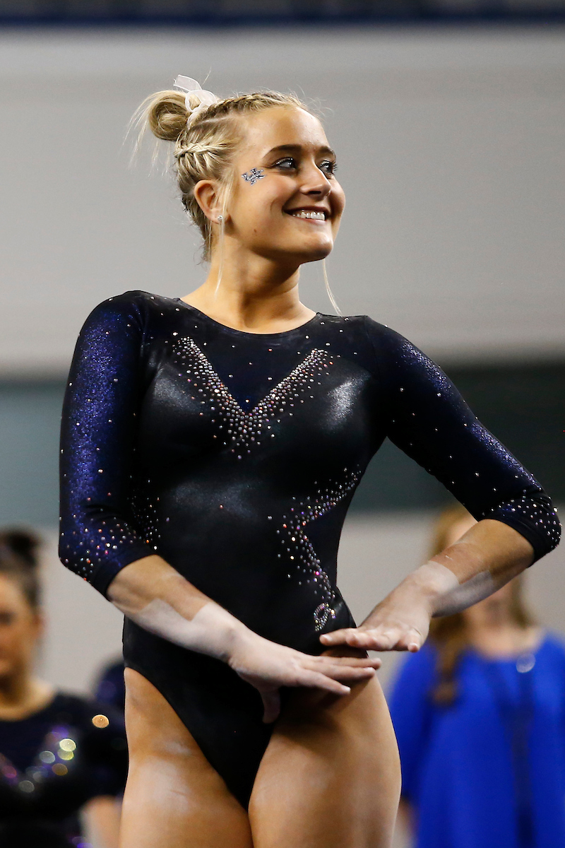 Alex Hyland.

The University of Kentucky gymnastics in action against Georgia on Friday, February 9th, 2018 at Memorial Coliseum in Lexington, Ky.

Photo by Quinn Foster I UK Athletics