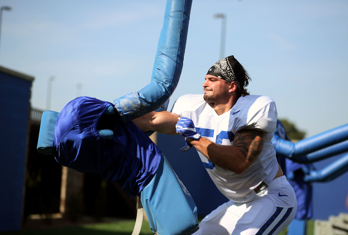 The Football Team training camp Tuesday, August 7,  2018. 

Photo by Britney Howard | UK Athletics