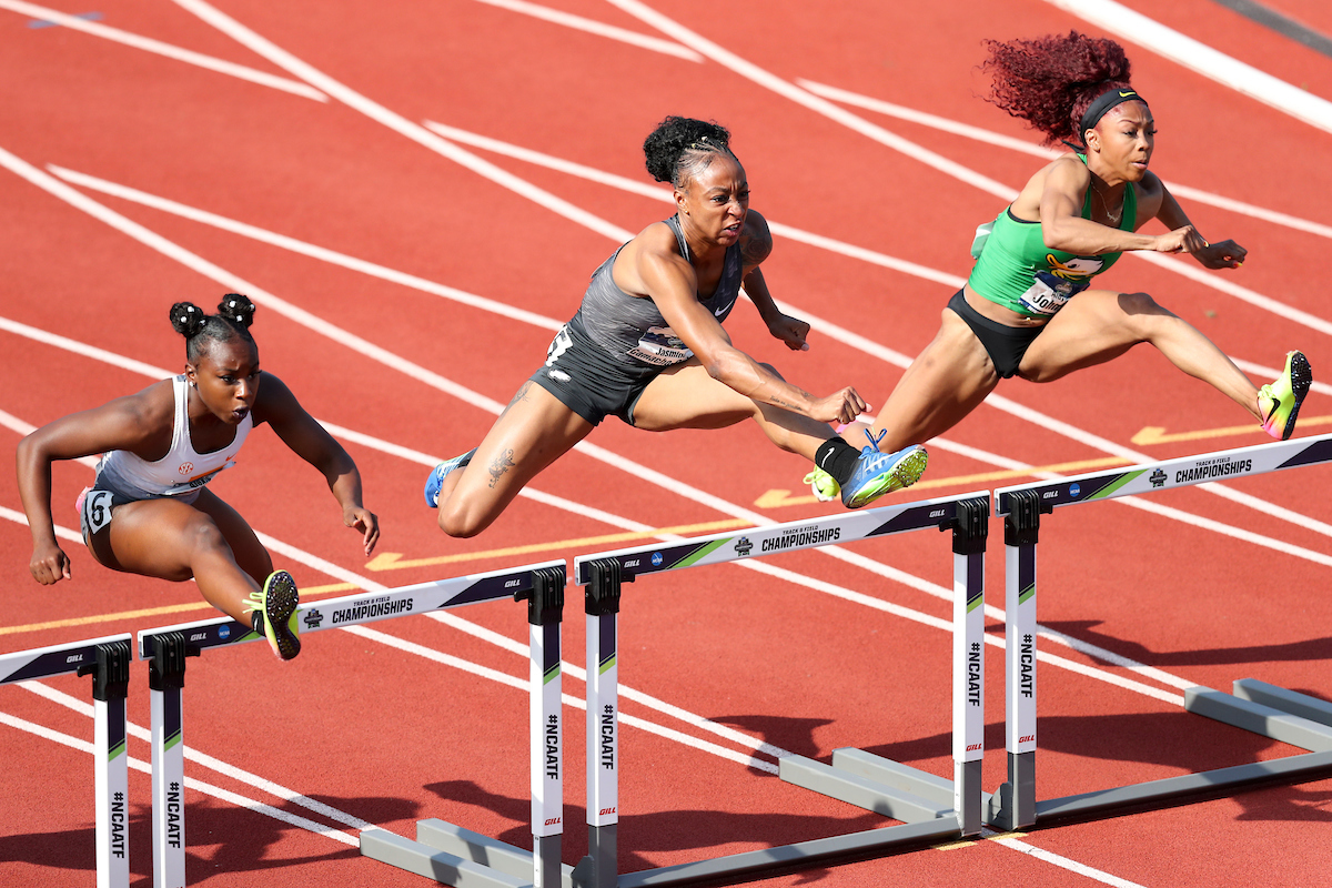 Jasmine Camacho-Quinn.

Day two of the NCAA Track and Field Outdoor National Championships. Eugene, Oregon. Thursday, June 7, 2018.

Photo by Elliott Hess | UK Athletics