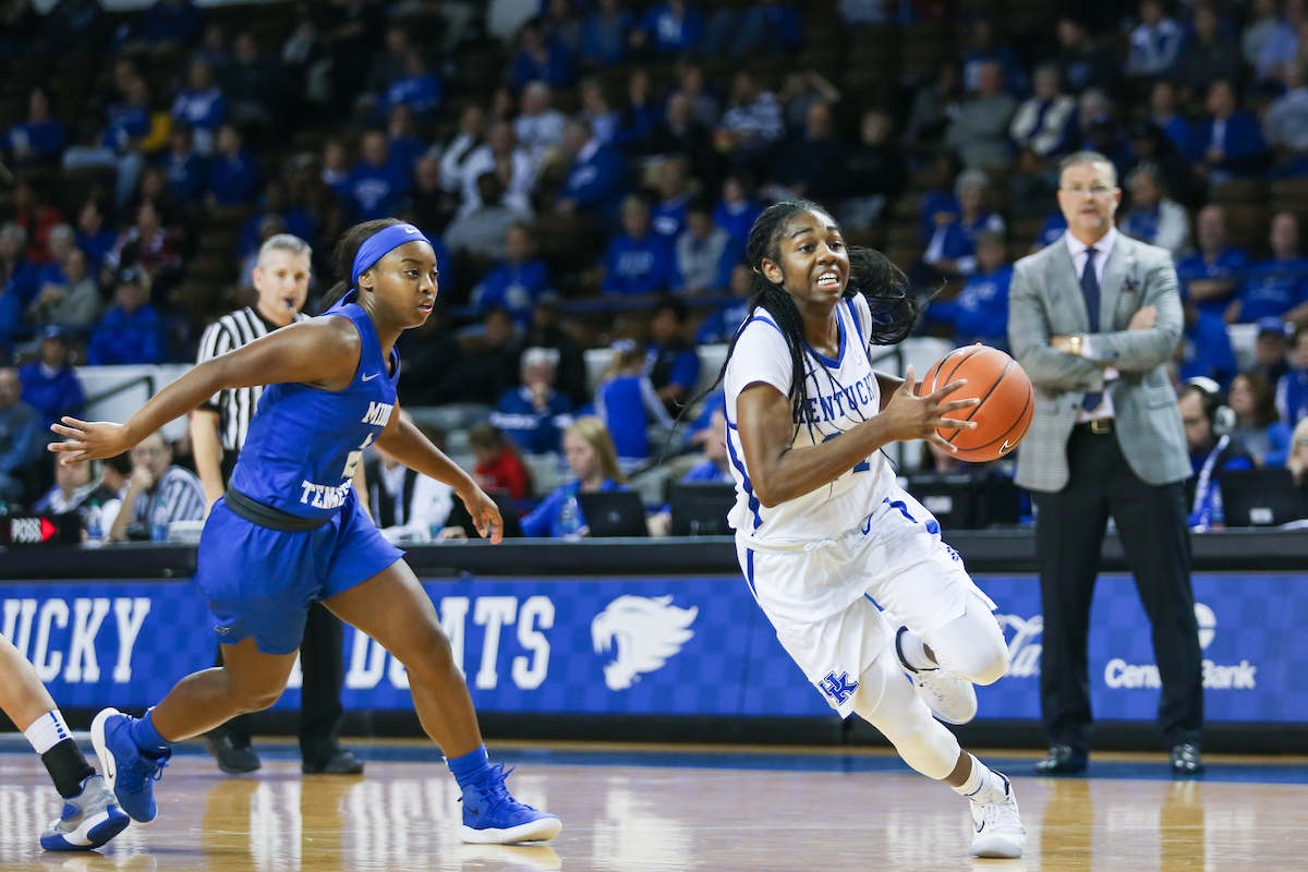 Taylor Murray

Women's Basketball beat MTSU on Saturday, December 15, 2018. 

Photo by Hannah Phillips  | UK Athletics