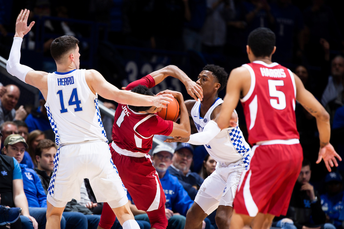 Tyler Herro. Ashton Hagans.

Kentucky beat Arkansas 70-66.

Photo by Chet White | UK Athletics