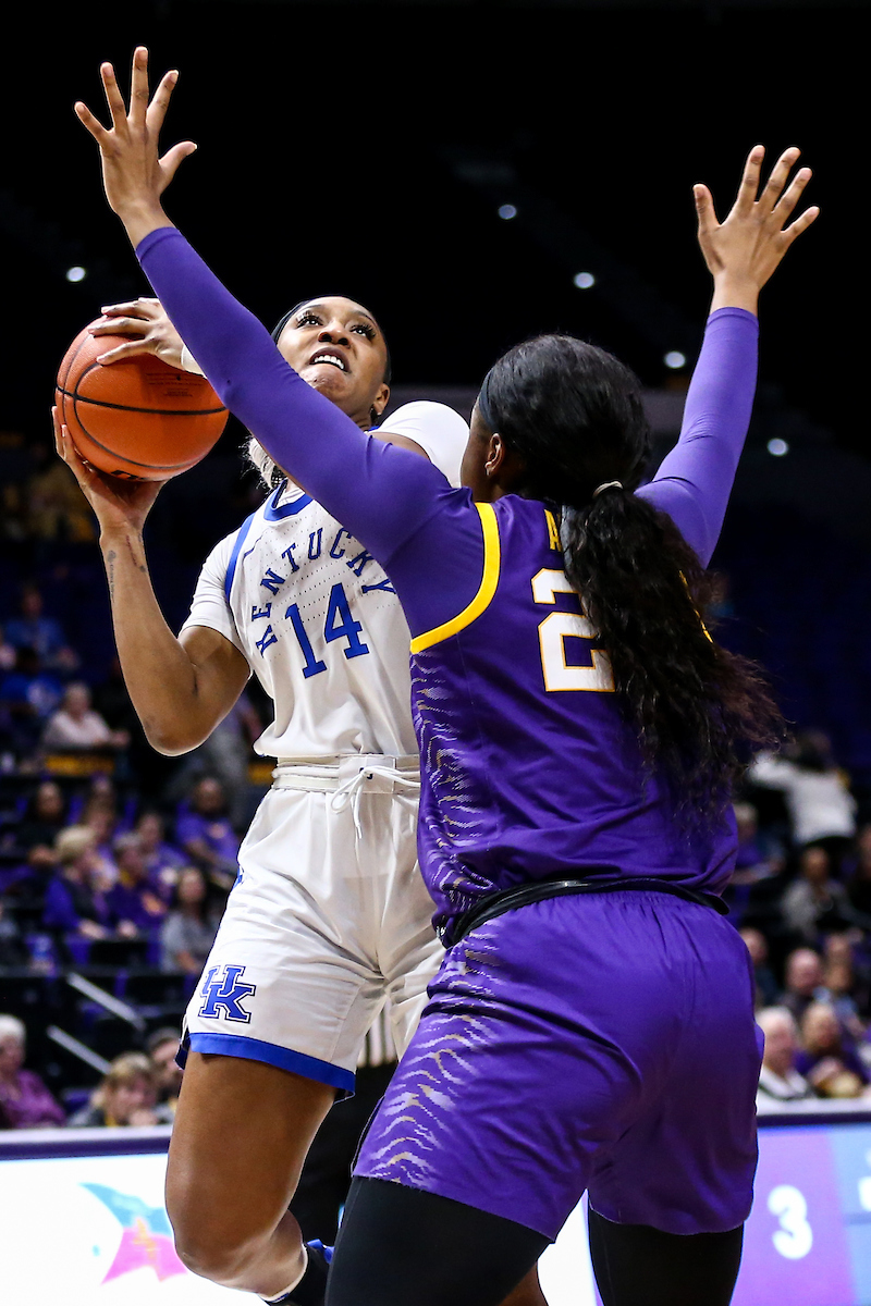 Tatyana Wyatt. 

Kentucky falls to LSU 65-59. 

Photo by Eddie Justice | UK Athletics