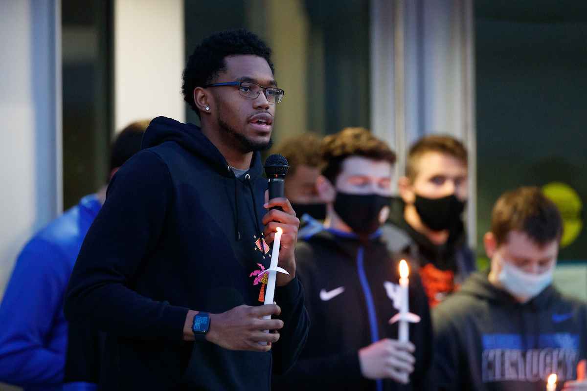 Keion Brooks Jr.

Terrence Clarke candlelight vigil.

Photo by Elliott Hess | UK Athletics