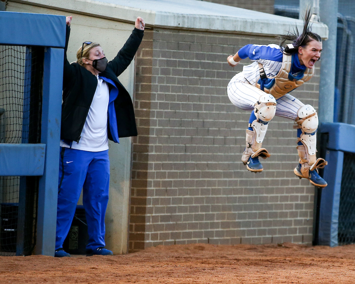 Celebration. Kayla Kowalik.

Kentucky defeats LSU 7-5. 

Photo by Eddie Justice | UK Athletics