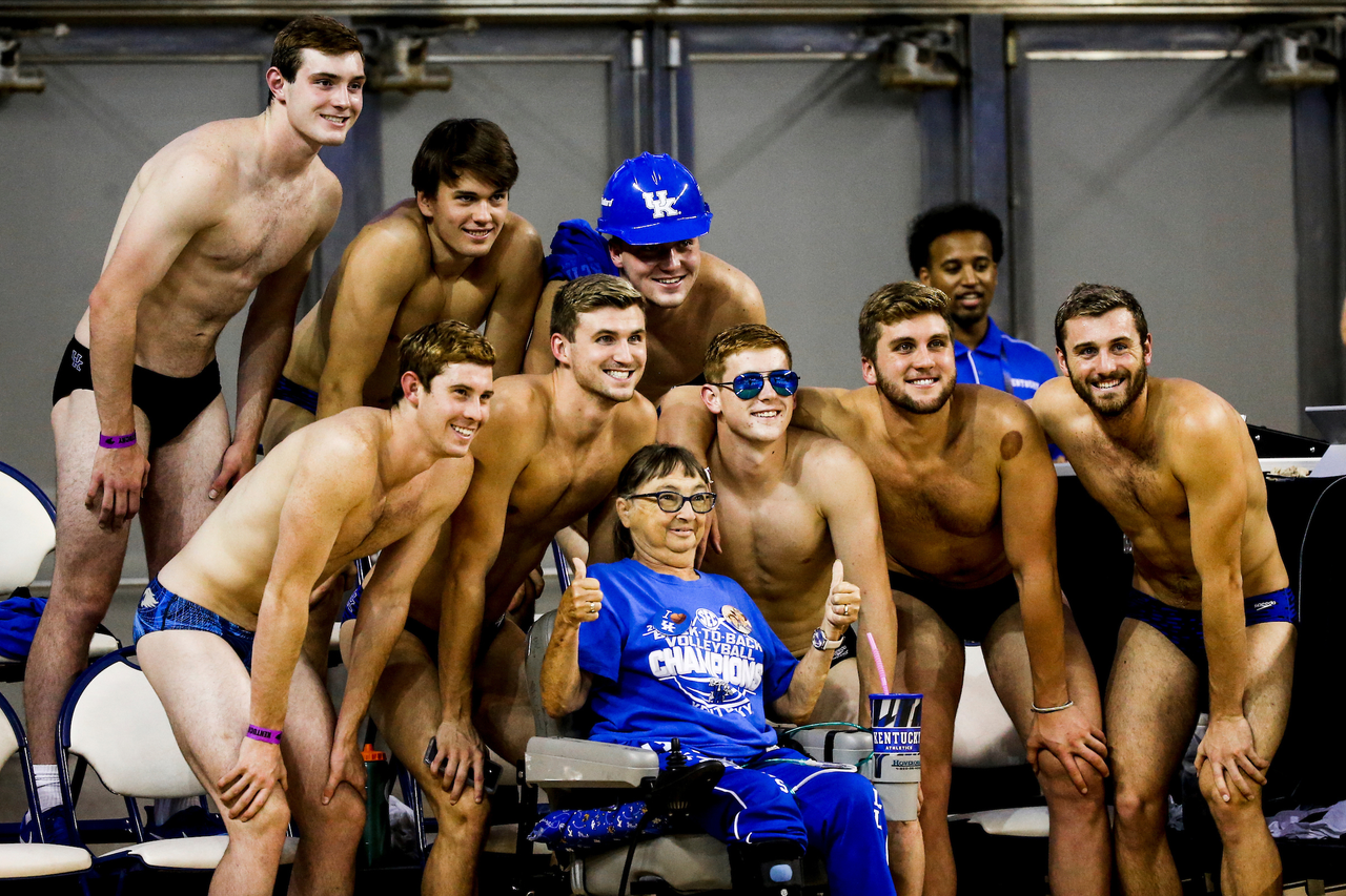 Swim Team. Fan. 

UK defeats UofL 3-0. 

Photo by Eddie Justice | UK Athletics