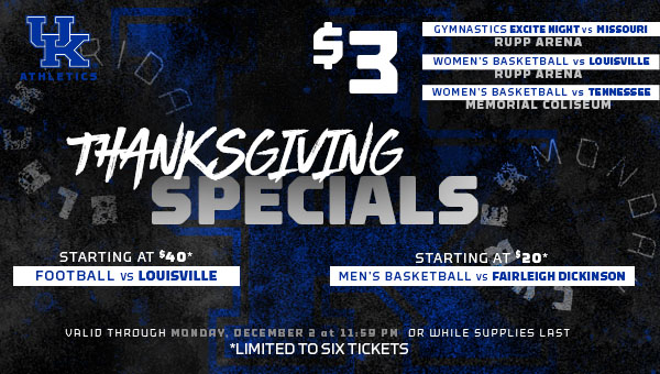 Thanksgiving Ticket Offers through UK Athletics