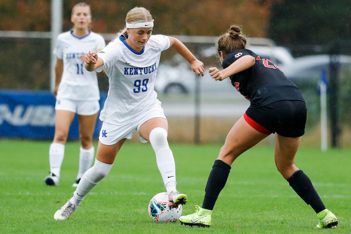 Marie Olesen.

UK women’s soccer tied Georgia 1-1 in double OT on Sunday, October 11, 2020, at The Bell in Lexington, Ky.

Photo by Chet White | UK Athletics
