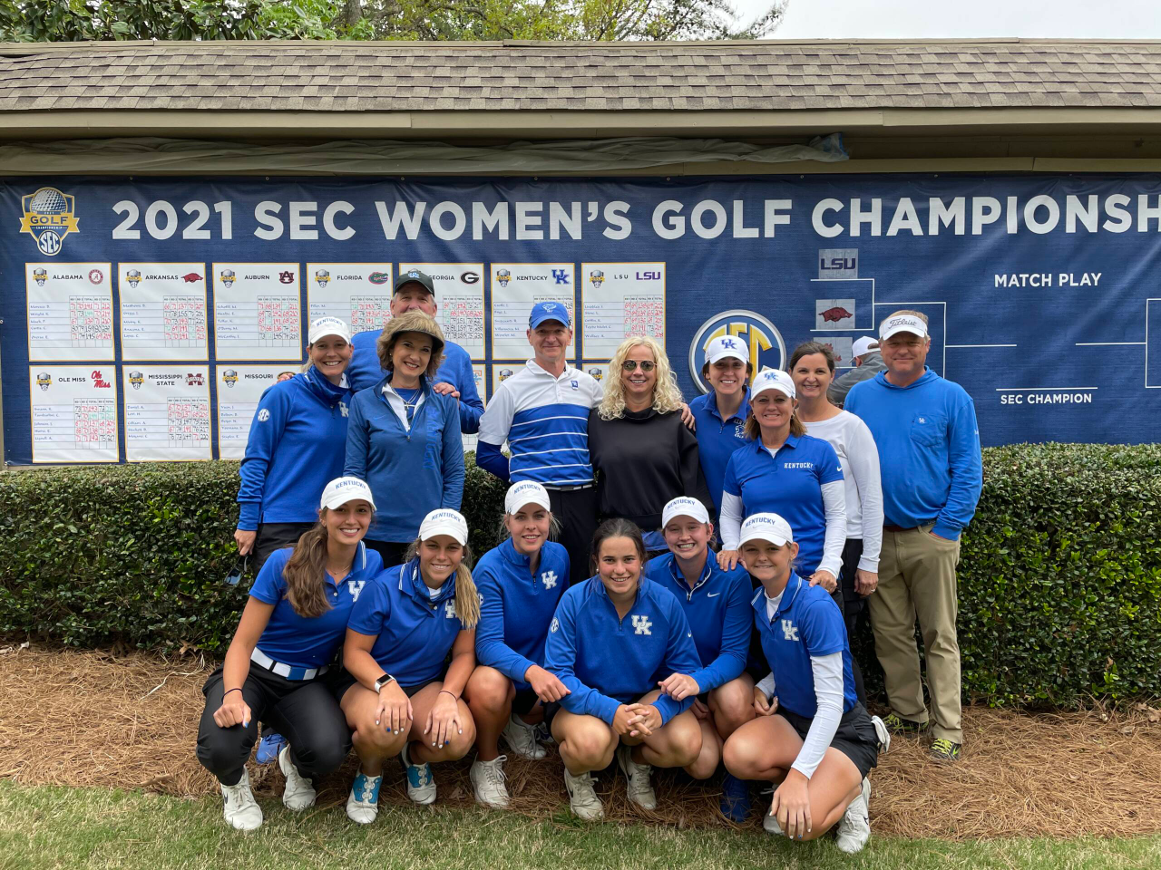 The Kentucky women's golf team at the 2021 SEC Women's Golf Championship at Greystone Golf & Country Club in Birmingham, Alabama.
