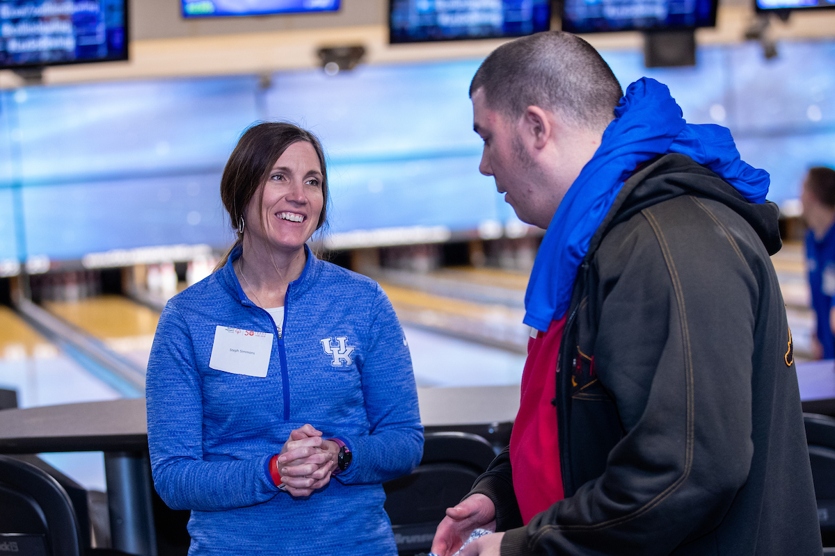 UK athletes bowl with members of Special Olympics at Collins Bowling Alley on , Saturday Dec. 8, 2018  in Lexington, Ky. Photo by Mark Mahan