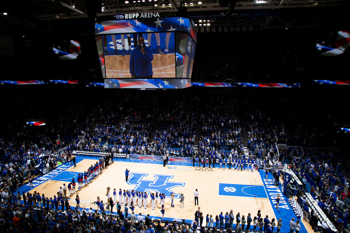 Rupp Arena. National Anthem.

Kentucky beat Tennessee State 77-62.

Photo by Chet White | UK Athletics