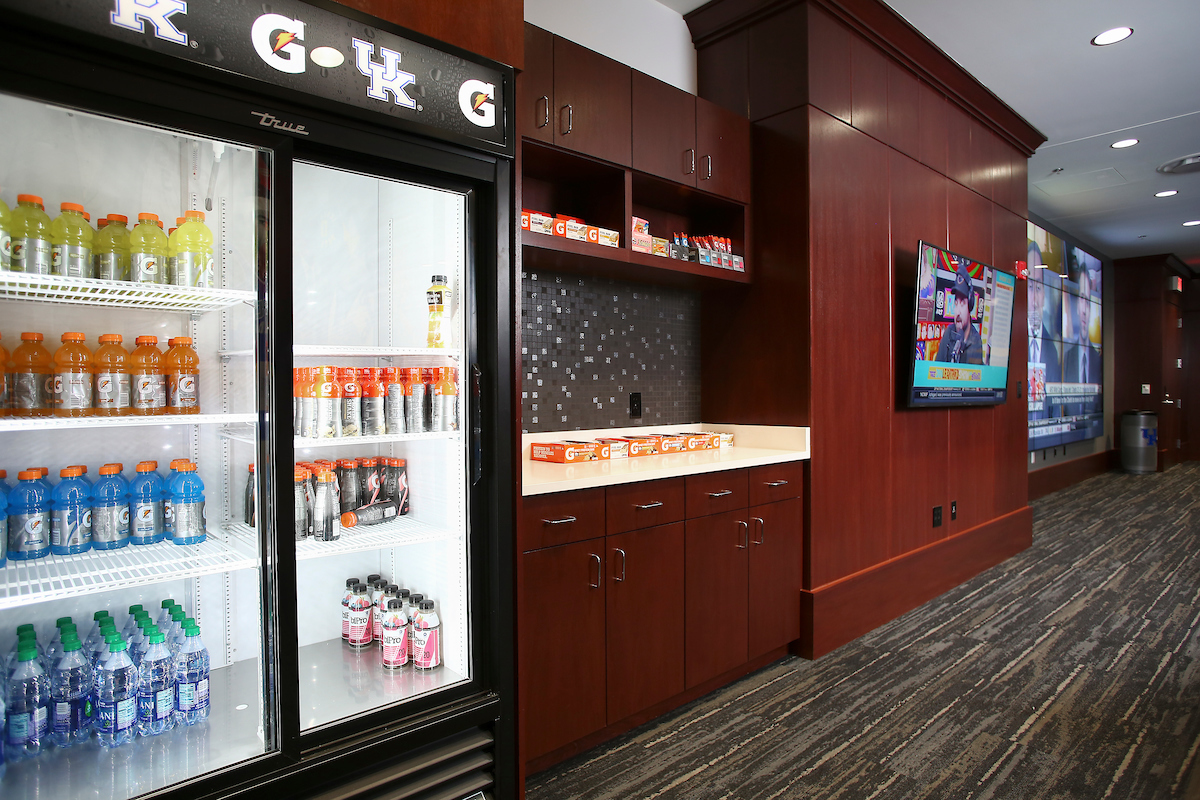 UK men's basketball locker room in the Joe Craft Center.

Photo by Chet White | UK Athletics