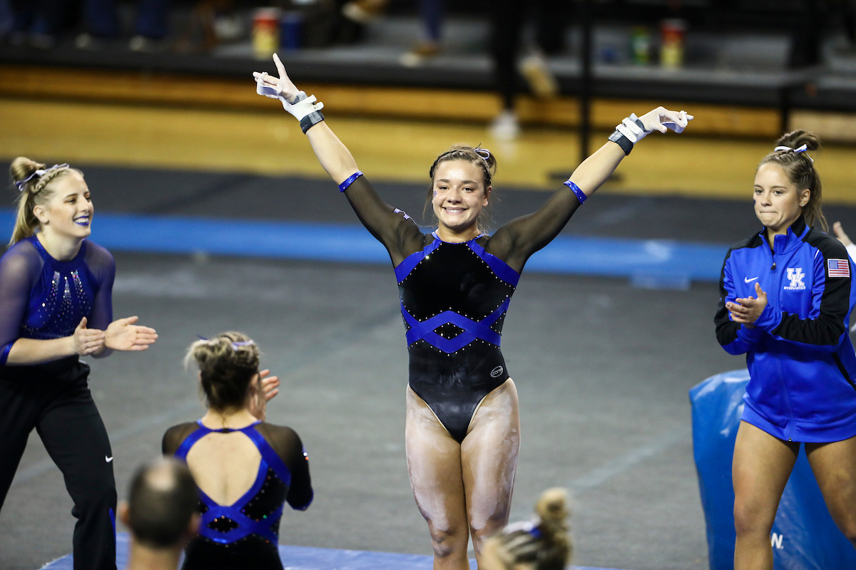 Raina Albores.

Gymnastics Blue-White Meet.

Photo by Chet White | UK Athletics
