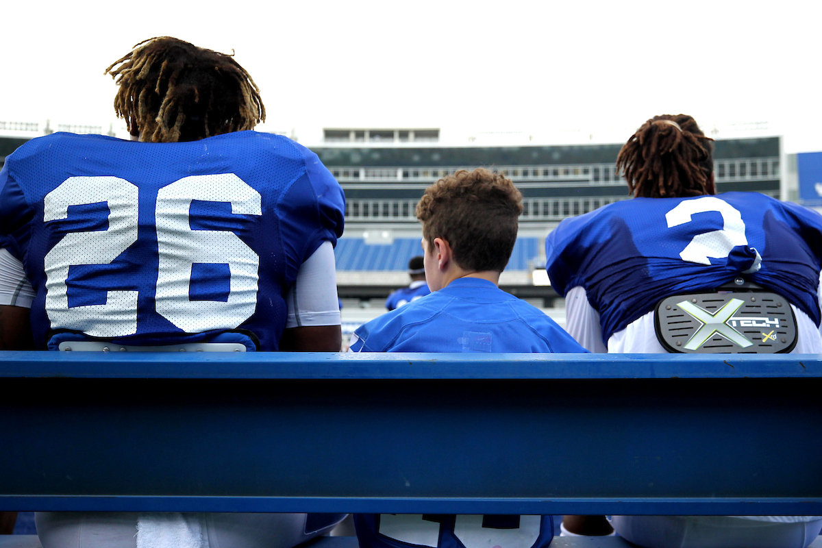 Benny Snell Jr. Luke Klausing. Dorian Baker.

The University of Kentucky football team holds a inter-squad scrimmage on Saturday, August 18th, 2018 at Kroger Field in Lexington, Ky.

Photo by Quinlan Ulysses Foster I UK Athletics