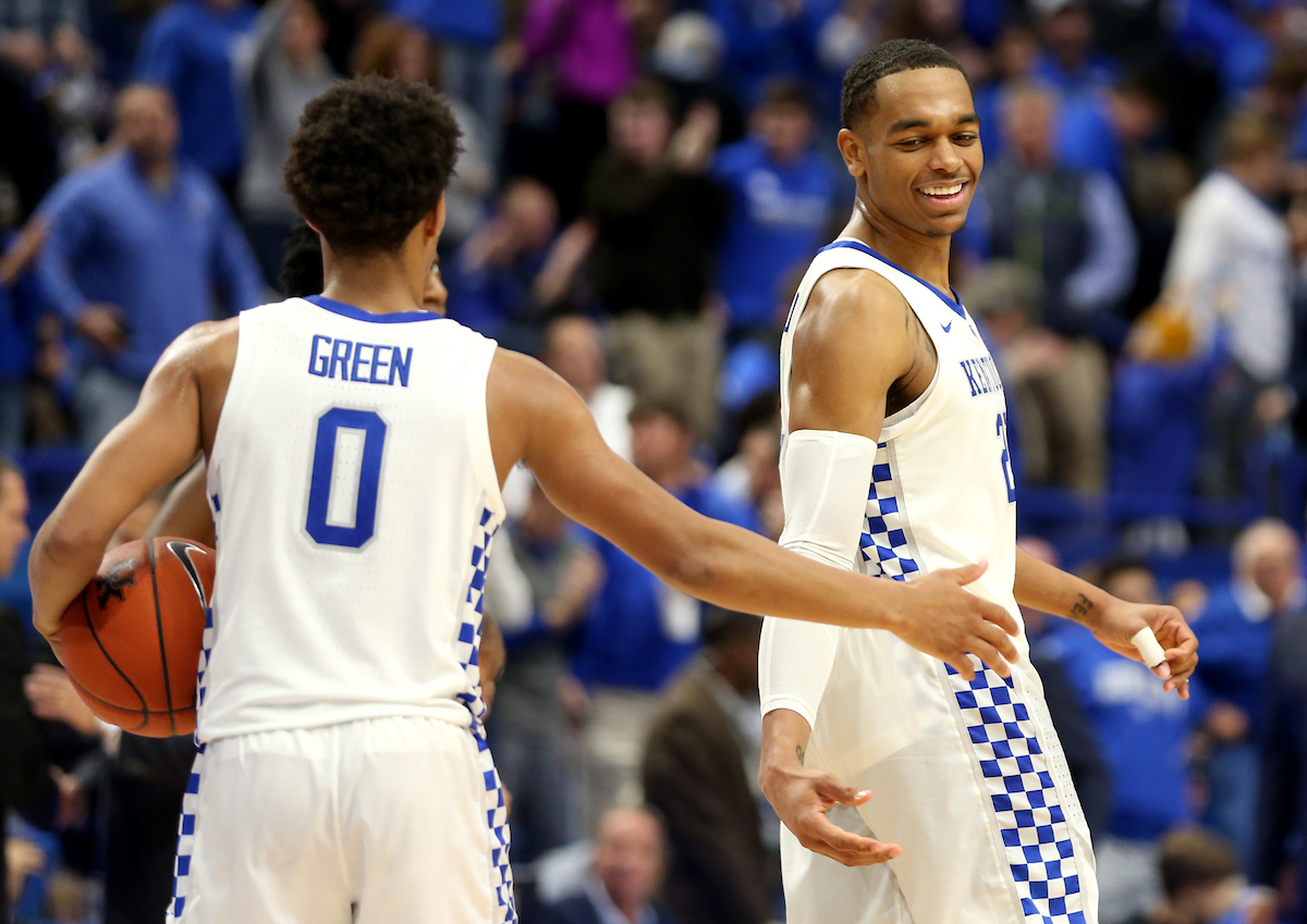 Quade Green and PJ Washington

UK beats VMI 92-82 at Rupp Arena.


Photo By Barry Westerman | UK Athletics