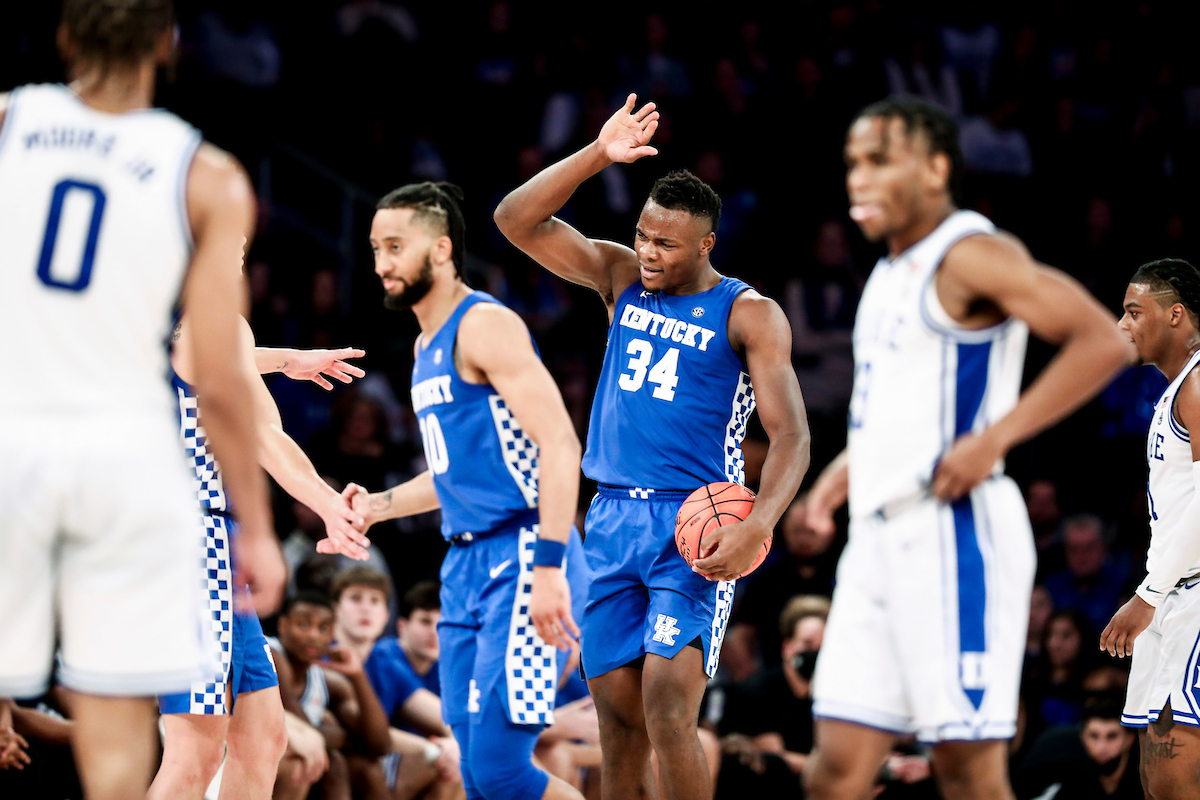 Davion Mintz. Oscar Tshiebwe.

Kentucky loses to Duke 79-71 in the Champions Classic at Madison Square Garden in New York on Nov. 9, 2021.

Photos by Chet White | UK Athletics
