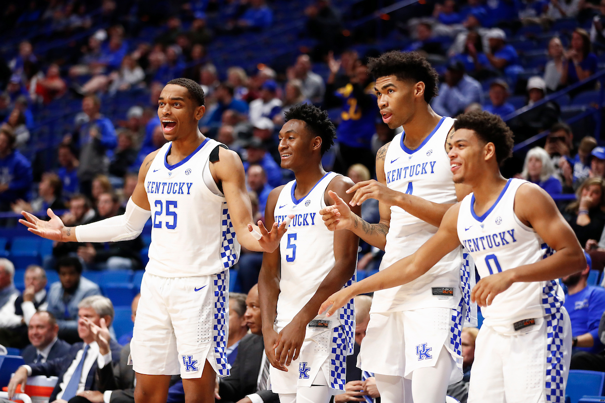 Team. PJ Washington. Immanuel Quickley. Nick Richards. Quade Green.

Men's basketball beats North Dakota 96-58.

Photo by Chet White | UK Athletics