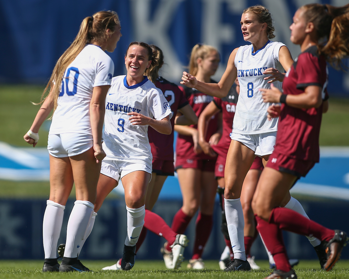 Jordyn Rhodes, Marissa Bosco, Hannah Richardson.

Kentucky falls to South Carolina 2-1.

Photo by Grace Bradley | UK Athletics