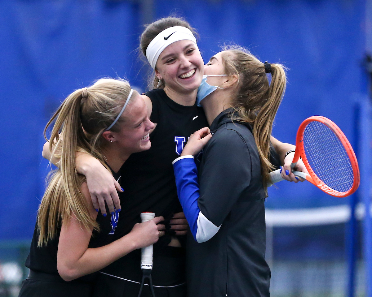 Ellie Eades, Lidia Gonzalez, Carlota Molina.

Kentucky defeats Penn State 4-3.

Photo by Grace Bradley | UK Athletics