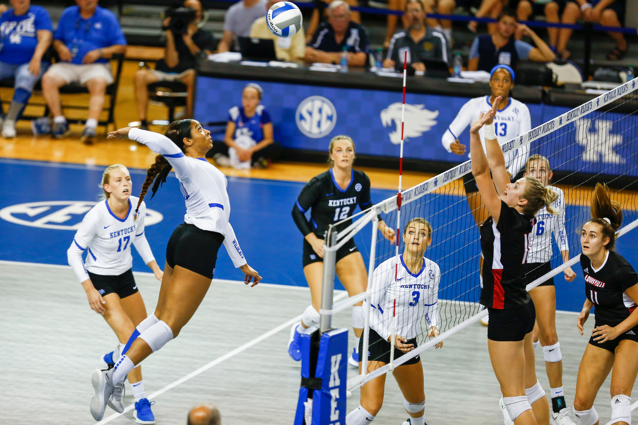 Caitlyn Cooper.

UK defeats UofL 3-0.  

Photo by Hannah Phillips | UK Athletics