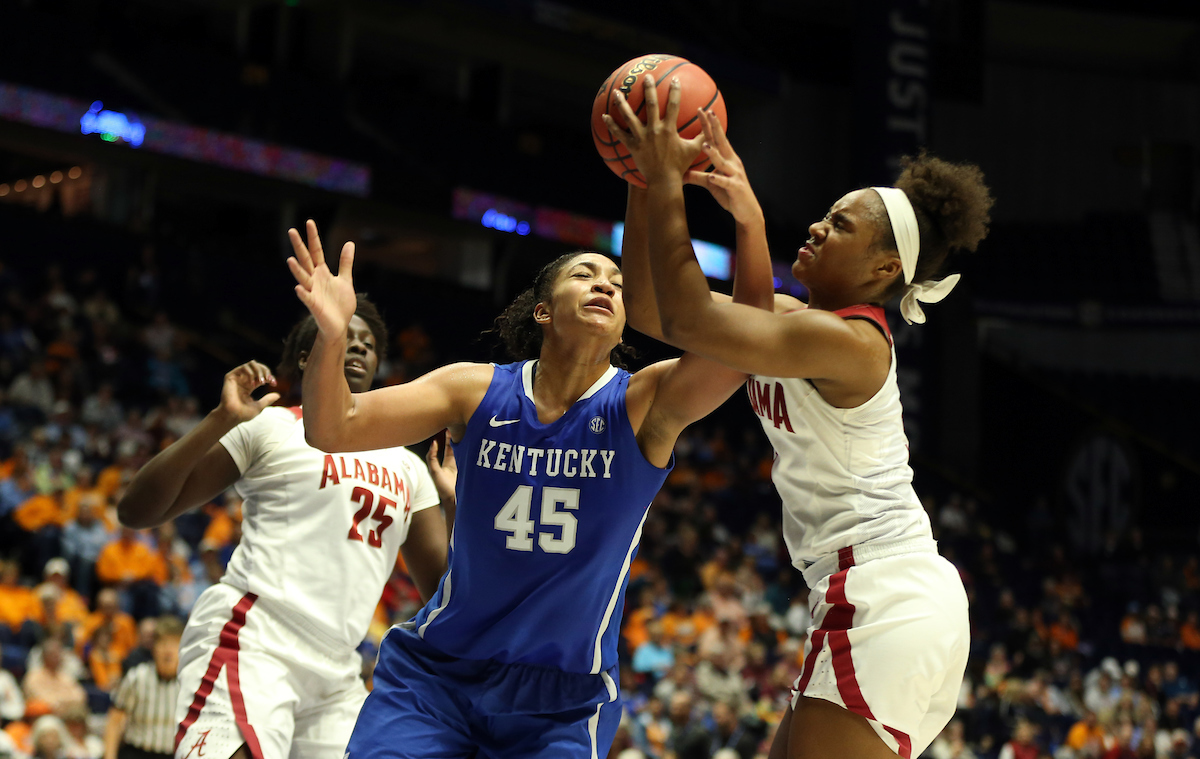 Alyssa Rice

The University of Kentucky women's basketball team beat Alabama in the SEC Tournament on Thursday, March 1, 2018 at Bridgestone Arena in Nashville, TN.

Photo by Britney Howard | UK Athletics