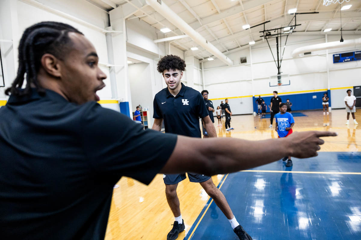 A picture of Malachi Moreno practicing with kids