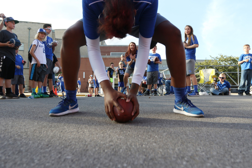 Men's and women's basketball players visited with fans at the annual Big Blue Madness campout. 