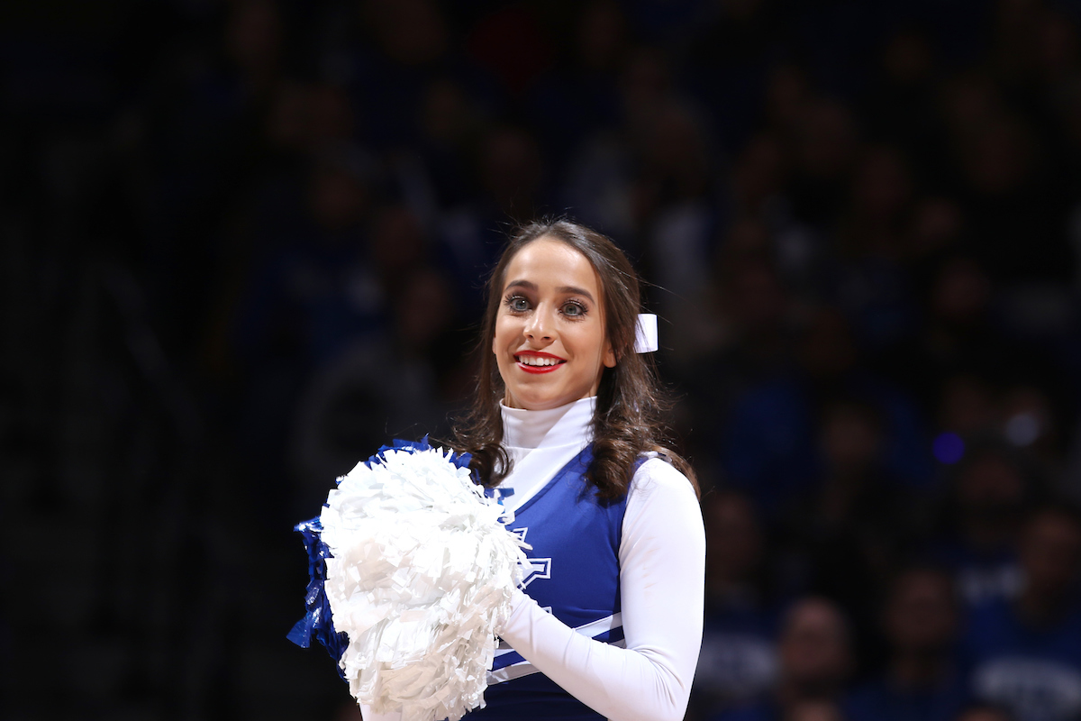 Cheerleader.

The University of Kentucky men's basketball team beat Georgia 66-61 on Sunday, December 31, 2017 at Rupp Arena in Lexington, Ky. 

Photo by Quinn Foster I UK Athletics