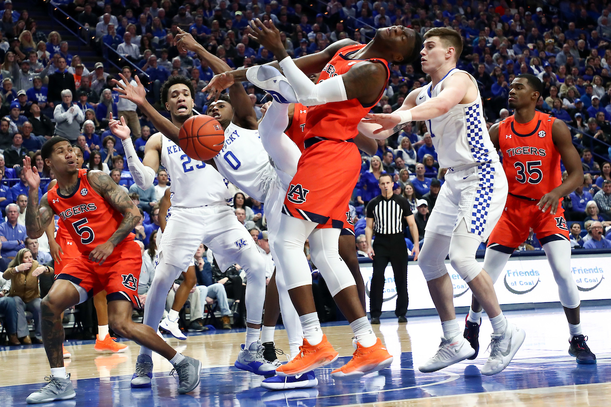 EJ Montgomery. Ashton Hagans. Nate Sestina.

UK beat Auburn 73-66.

Photo by Elliott Hess | UK Athletics