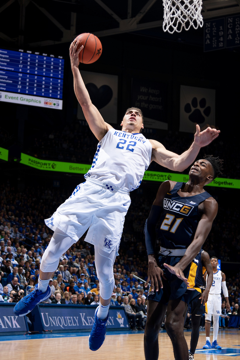 Reid Travis.

Kentucky men's basketball beat UNCG 78-61 on Saturday in Rupp Arena.

Photo by Chet White | UK Athletics