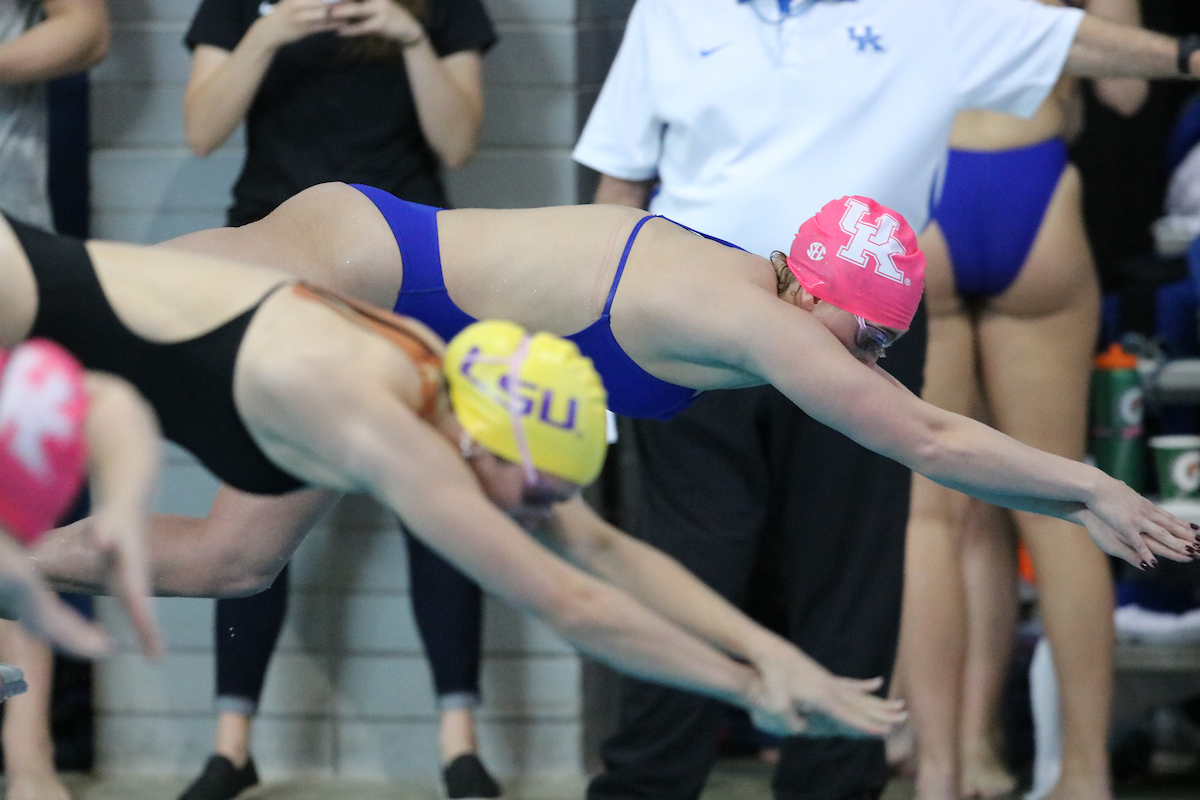 UK Swimming & Diving in action against LSU on Tuesday, October 23rd, 2018 at the Lancaster Aquatic Center in Lexington, Ky.

Photos by Noah J. Richter | UK Athletics